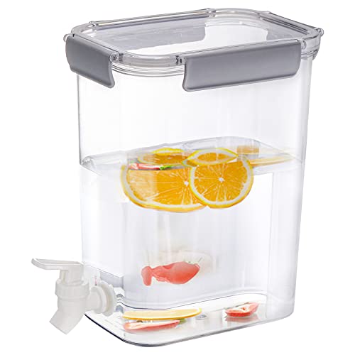 Elsjoy Plastic Drink Dispenser with Spigot, 1.2 Gallon Beverage Dispenser Cold Drink Container for Iced Tea, Lemonade, Fridge, Bar, Party, Lock Lid