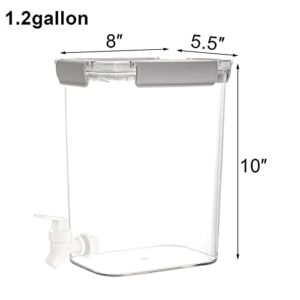 Elsjoy Plastic Drink Dispenser with Spigot, 1.2 Gallon Beverage Dispenser Cold Drink Container for Iced Tea, Lemonade, Fridge, Bar, Party, Lock Lid