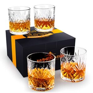 rosoenvi whiskey glass set of 4, old fashioned glasses with gift box, 10oz rocks glasses barware for whiskey, bourbon, scotch and liquor drinks, gift for men