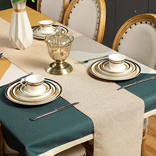 10 Pcs Burlap Table Runner 12 x 71 Inch Farmhouse Jute Burlap Placemats No Fray Long Burlap Tablerunner with Finished Edges Burlap Wedding Decorations for Banquet Birthday Party (Khaki)