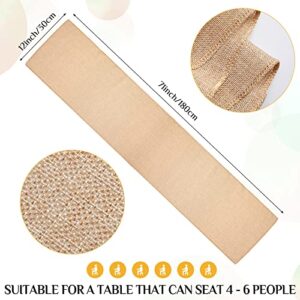 10 Pcs Burlap Table Runner 12 x 71 Inch Farmhouse Jute Burlap Placemats No Fray Long Burlap Tablerunner with Finished Edges Burlap Wedding Decorations for Banquet Birthday Party (Khaki)