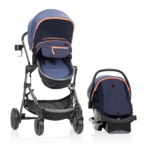 evenflo pivot vizor travel system with litemax infant car seat (promenade blue)