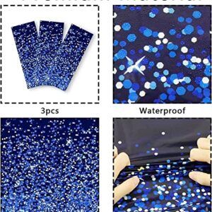 3pcs Blue and Silver Tablecloth for Rectangle Tables Sequin Dot Confetti Table Cover Sparkly Disposable Tablecloths Birthday Decorations Wedding Anniversary Indoor Outdoor Holiday Decor(Plastic)