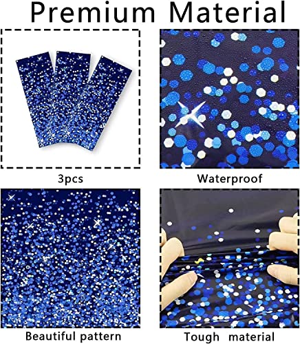 3pcs Blue and Silver Tablecloth for Rectangle Tables Sequin Dot Confetti Table Cover Sparkly Disposable Tablecloths Birthday Decorations Wedding Anniversary Indoor Outdoor Holiday Decor(Plastic)