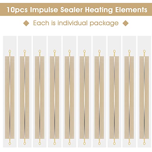 10 Pieces Impulse Sealer Replacement Parts 8 Inch Heat Seal Strips Replacement Element Grip Impulse Sealer Heating Element Service Spare Repair Kit, 200mmx2mm