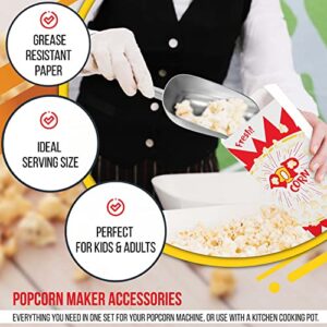 400 Popcorn Bags, Popcorn Machine Supplies Set, 1 oz Grease Resistant Paper, Popcorn Bags for Popcorn Machine, Grease Resistant, Carnival Themed, Made in The USA (400)
