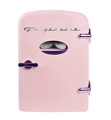 Frigidaire Pink EFMIS129- AMZ EFMIS129 Mini Portable Fridge, 4 litres Capacity Chills Six 12oz Cans, 100% Freon-Free & Eco Friendly, Beverage Cooler