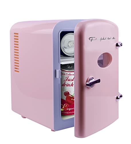 Frigidaire Pink EFMIS129- AMZ EFMIS129 Mini Portable Fridge, 4 litres Capacity Chills Six 12oz Cans, 100% Freon-Free & Eco Friendly, Beverage Cooler