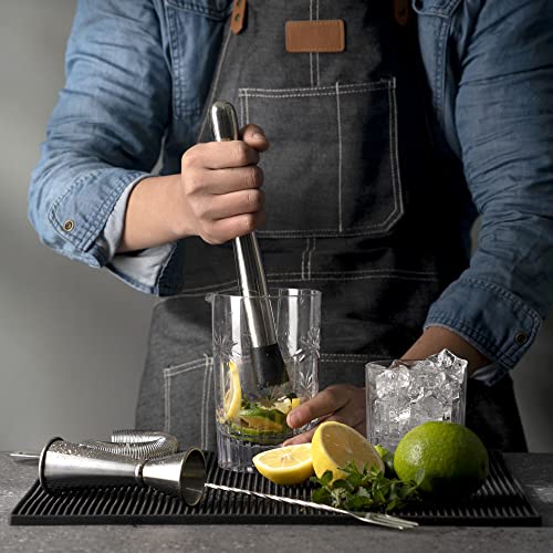 10" Long Muddler for Cocktails, Stainless Steel Drink Muddler for Home Bar Tool Set, Ice Crusher Bartender Kit for Mojito and Fruit Drinks by Homestia