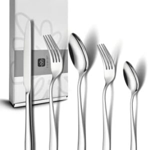 EIUBUIE 40 Piece Silverware Set for 8, Stainless Steel Flatware Set, Cutlery Set with Mirror Finish, Dishwasher Safe, Modern Kitchen Forks, Spoons, Knives, Eating Utensil Set