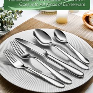 EIUBUIE 40 Piece Silverware Set for 8, Stainless Steel Flatware Set, Cutlery Set with Mirror Finish, Dishwasher Safe, Modern Kitchen Forks, Spoons, Knives, Eating Utensil Set