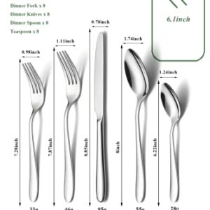 EIUBUIE 40 Piece Silverware Set for 8, Stainless Steel Flatware Set, Cutlery Set with Mirror Finish, Dishwasher Safe, Modern Kitchen Forks, Spoons, Knives, Eating Utensil Set