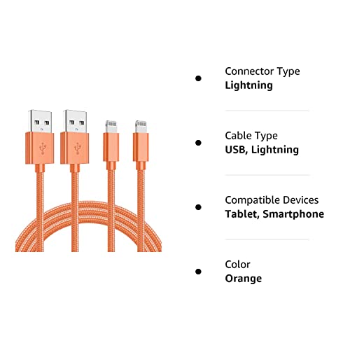Hi-Mobiler MFi Certified Lightning Cable 2Pack 6FT iPhone Charger Nylon Braided High Speed Data Sync Cord Fast Charging Long Cord Compatible iPhone 13/12/11Pro Max/11Pro/11/XS/Max/XR/X/8/8P/7 More