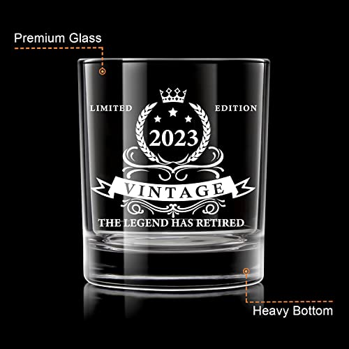 LIGHTEN LIFE Retirement Gifts for Men 12 oz,The Legend Has Retired 2023 Whiskey Glass in Valued Wooden Box,Funny Retired Gift Retirement Party Decoration,Unique Retirement Gag Gift Ideas for Men