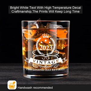 LIGHTEN LIFE Retirement Gifts for Men 12 oz,The Legend Has Retired 2023 Whiskey Glass in Valued Wooden Box,Funny Retired Gift Retirement Party Decoration,Unique Retirement Gag Gift Ideas for Men