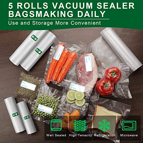 Vacuum Sealer Bags, 11" x 20'(2 Rolls) and 8" x 20'(3 Rolls) Food Sealer Saver Bags, Commercial Grade Bag Rolls, Freezer Bags for Vacuum Sealer