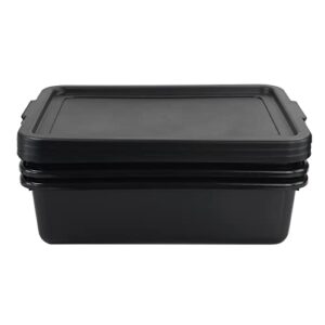 Tyminin Pack of 3 Food Service Bus/Utility Tote Box with Lid, Plastic Restaurant Dish Tub, 13 L, Black