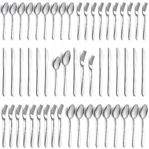 silverware set for 12, apeo 60 piece food-grade stainless steel flatware set, kitchen cutlery set includes forks, spoons and knives, utensils set for home restaurant, dishwasher safe