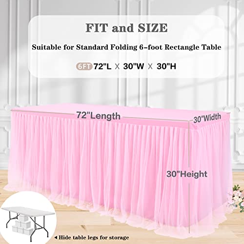 netbros Tulle Table Skirt, Table Clothes for 6 Foot Rectangle Tables ...