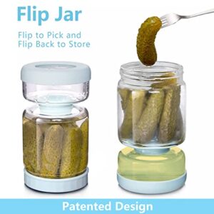 Luvan Glass Pickle Jar with Strainer Flip, 34oz Hourglass Airtight Pickle Container for Pickling, Fermenting, Canning and Storing, Leakproof Pickle Juice Separator Jar for Pickle, Olive and Jalapenos