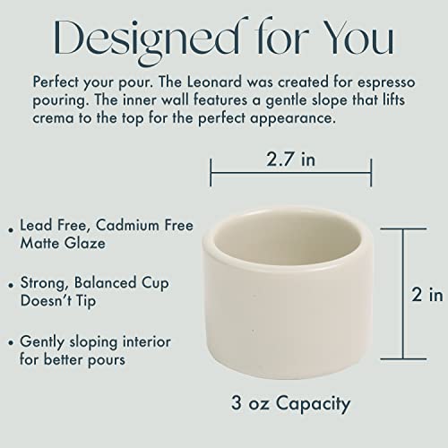 Folk Ceramics Leonard Double Walled Ceramic Espresso Cups | Set of 2, 3oz, Fog Grey | Modern Insulated Stackable Demitasse Mugs for Espresso| Handleless, Durable, Dishwasher & Microwave Safe