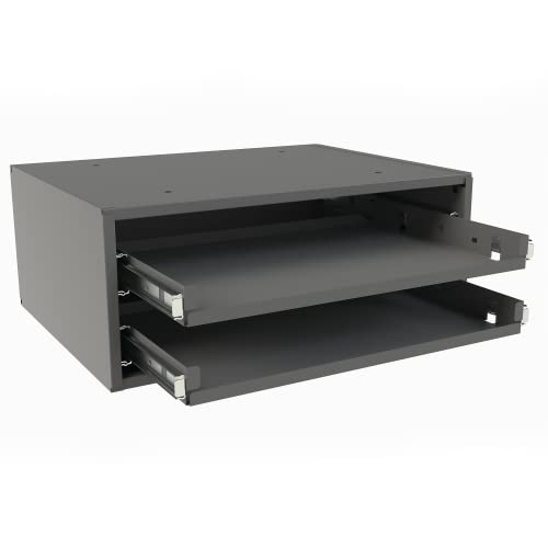 Durham 306B-95 Gray Cold Rolled Steel Bearing Rack for 2 Small Metal Compartment Boxes, 15-9/16" Width x 6-5/16" Height x 11-7/8" Depth