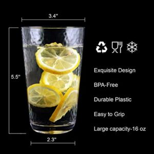 fulong 16 oz Plastic Highball Drinking Glasses, Set of 8 Water Beverage Tumbler Set, Unbreakable Plastic Cups for Soda, Juice, Iced Tea, Party, BPA-Free