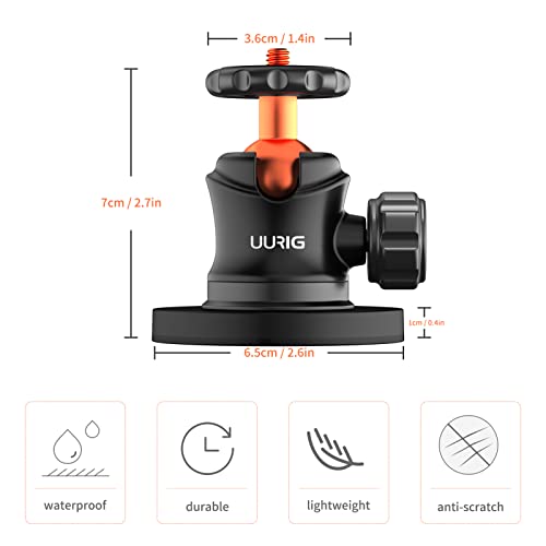 UURIG BH-04 Magnet Camera Mount for GoPro,Heavy-Duty Metal Car Powerful Magnetic Camera Mount with 360 Degree Rotation Ball Head for Car Body,Compatible with GoPro Hero 9 Black 8/7/6/5,Etc