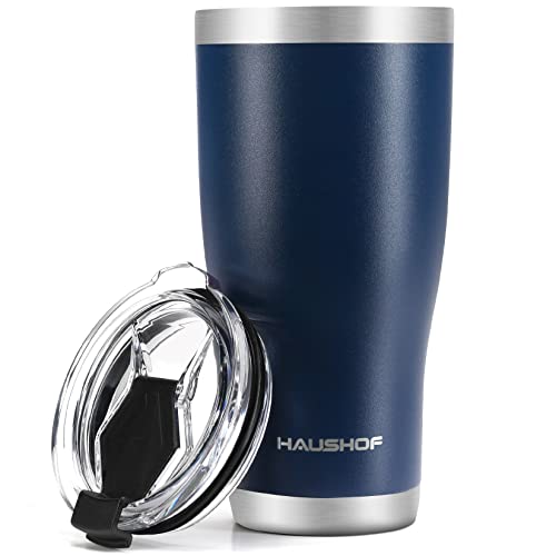 HAUSHOF 20 oz Tumbler, Stainless Steel Vacuum Insulated Coffee Tumbler Water Cup, Double Wall Travel Mug with Lid, Perfect for Hot and Cold Drinks