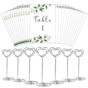 ayfjovs 26 pieces wedding table numbers holders with cards(1-25 + head table) double sided table numbers for wedding reception, baby shower, bridal party 4x6 inch