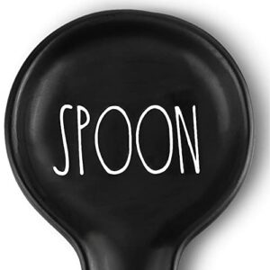 ceramic spoon holder for kitchen counter by brighter barns - black kitchen spoon rest for stove top - farmhouse spoon rest - ceramic ladle spatula holder for countertop - farmhouse kitchen decor