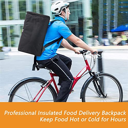 Trail maker Insulated Food Delivery Backpack with Drink Cup Holders, Pocket, Reflectors for Groceries, DoorDash, Uber Eats, GrubHub (Black)