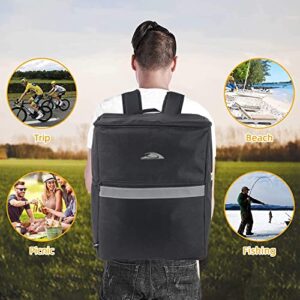 Trail maker Insulated Food Delivery Backpack with Drink Cup Holders, Pocket, Reflectors for Groceries, DoorDash, Uber Eats, GrubHub (Black)