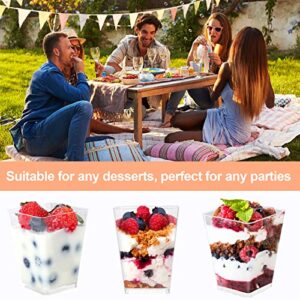 EASERCY 100 Pack 5 oz Plastic Dessert Cups Appetizer Cups for Party Parfait Cups Mini Dessert Cups with Spoons Yogurt Parfait Containers Shooter Cups for Pudding Fruit and Ice Cream