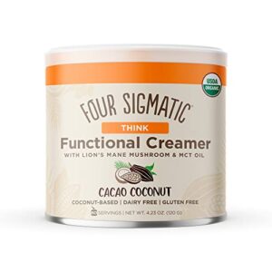 think functional creamer by four sigmatic with mct oil & lion's mane cacao coconut - can