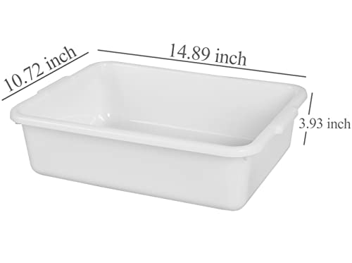 4-Pack Commercial Bus Tubs 8L, White Plastic Bus Box/Tote, Bus Wash Dish Basin Pans