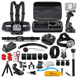 diginerds 50 in 1 action camera accessory kit compatible with gopro hero11/10/9/8/7/6/5, gopro max, gopro fusion, insta360, dji osmo action, akaso, and more