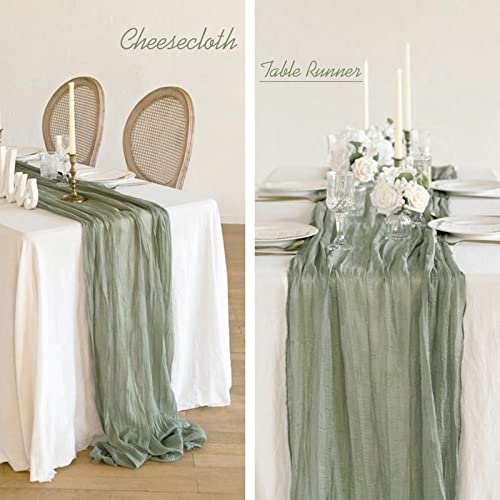 6 Pack Cheesecloth Table Runner Gauze Table Runner 10FT Long Semi-Sheer Table Runner Boho or Rustic Wedding Table Decor for Wedding Decor Arch Draping Bridal Shower Holiday Party (Sage Green)