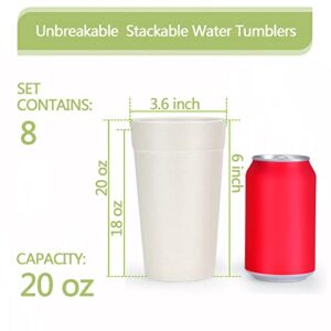 Homestockplus 20 Oz Tumbler Cups,Unbreakable Drinking Cups Microwave and Dishwasher Safe BPA Free E-Co Friendly Reusable Cup For Smoothies,Water,Wine,Alcohol Etc. Drinks【Set of 8】