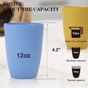 Homienly Wheat Straw Cups Plastic Cups Unbreakable Drinking Cup Reusable Dishwasher Safe Water Glasses (12 OZ)