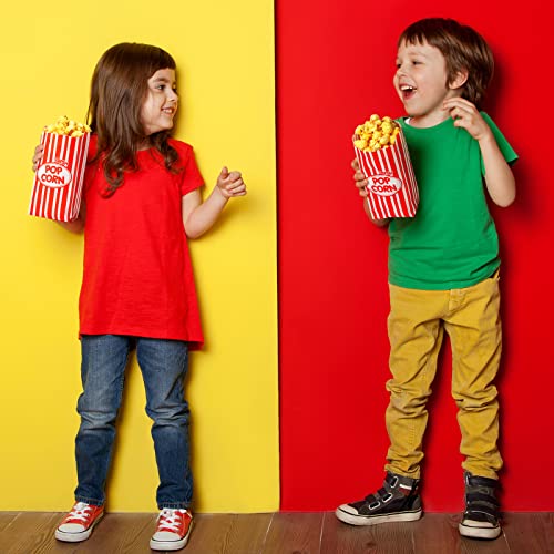 500 Pcs Paper Popcorn Holders, 1 oz Red and White Striped Popcorn Bags Flat Bottom Popcorn Supplies for Carnival Baseball Party Movie Theater Concession Stands Snack Bar, 3.54 x 2.36 x 8.27 Inches