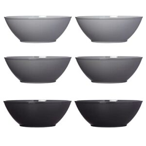 US Acrylic 10-inch Large Plastic Serving Bowls | Set of 6 | Grey Stone | Made in the USA | Dishwasher Safe