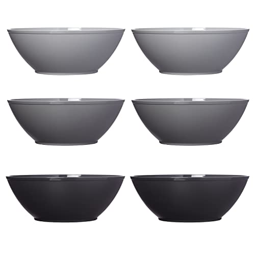 US Acrylic 10-inch Large Plastic Serving Bowls | Set of 6 | Grey Stone | Made in the USA | Dishwasher Safe