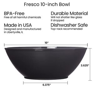 US Acrylic 10-inch Large Plastic Serving Bowls | Set of 6 | Grey Stone | Made in the USA | Dishwasher Safe