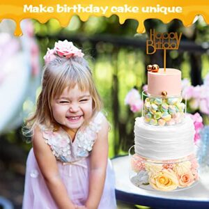 2 Pcs Clear Acrylic Cake Stand Fillable Cake Stand Cake Riser Cake Tier Cake Display Round Cake Stand Wedding Cake Stand Cylinder Stand for Party Birthday(10 inch,6 inch,with Lights)