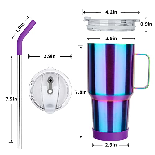 Sursip 30oz Insulated Mug/Tumbler With Lid and Straw,Stainless Steel Vacuum Tumbler,Keep Cold and Hot,BPA Free,Leak Proof,Dishwasher Safe,Car Holder,Gifts/Travel Mug/Tumbler(Blue titanium-1Pack)