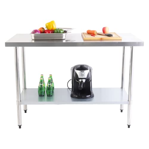 ERUPTA 24x48 inches NSF Commercial Stainless Steel Table for prep & Work Heavv Dutv Work Table for Reataurant.Hotel.Home Kitchen.Food Truck,BBQi (Table, 24x48x34inch)