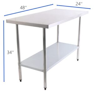 ERUPTA 24x48 inches NSF Commercial Stainless Steel Table for prep & Work Heavv Dutv Work Table for Reataurant.Hotel.Home Kitchen.Food Truck,BBQi (Table, 24x48x34inch)