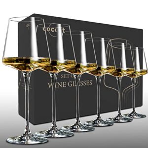 coccot wine glasses set of 6,crystal white wine glasses,red wine glass set,long stem wine glasses,clear lead-free premium blown glassware (18.5oz,6 pack)