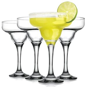 glaver's basic set of 4 10 oz. margarita glasses for cocktails, water, wine, juice, dessert, and everyday use crystal clear classic glasses, dishwasher safe